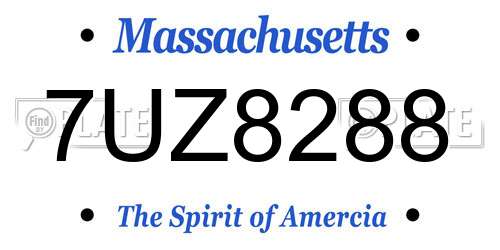 7UZ8288 Massachusetts License Plate