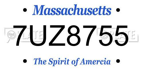 7UZ8755 Massachusetts License Plate