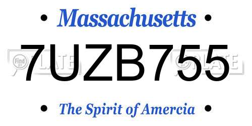 7UZB755 Massachusetts License Plate