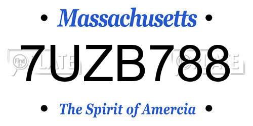 7UZB788 Massachusetts License Plate