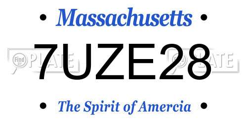 7UZE28 Massachusetts License Plate