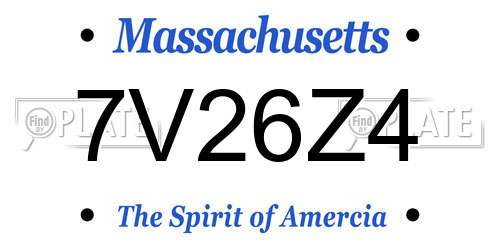 7V26Z4 Massachusetts License Plate