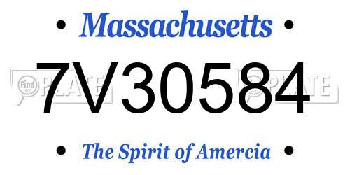 7V30584 Massachusetts License Plate