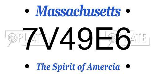 7V49E6 Massachusetts License Plate