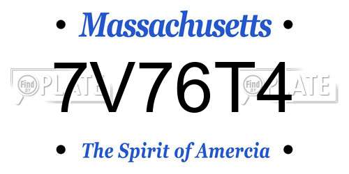 7V76T4 Massachusetts License Plate