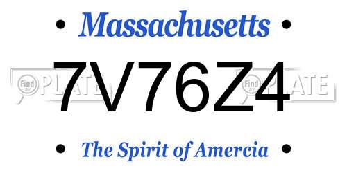 7V76Z4 Massachusetts License Plate