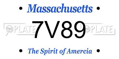 7V89 Massachusetts License Plate