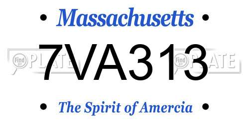 7VA313 Massachusetts License Plate