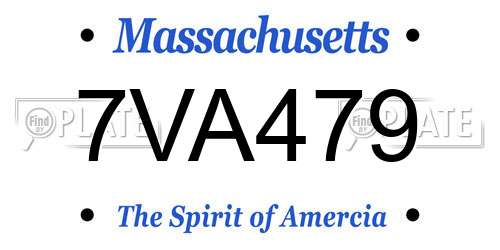 7VA479 Massachusetts License Plate