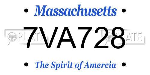 7VA728 Massachusetts License Plate