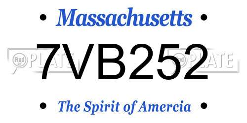 7VB252 Massachusetts License Plate