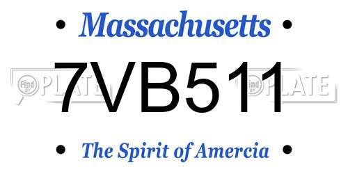 7VB511 Massachusetts License Plate
