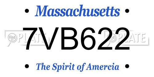 7VB622 Massachusetts License Plate