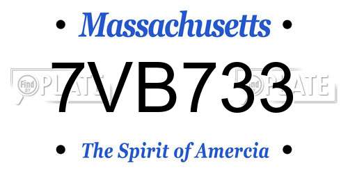 7VB733 Massachusetts License Plate