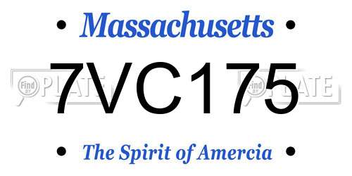 7VC175 Massachusetts License Plate