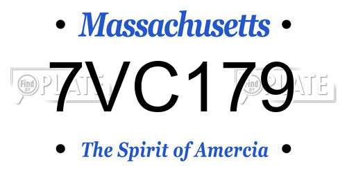 7VC179 Massachusetts License Plate
