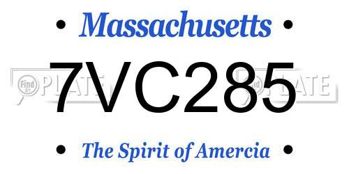 7VC285 Massachusetts License Plate