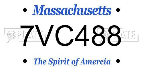 7VC488 Massachusetts License Plate