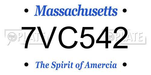 7VC542 Massachusetts License Plate