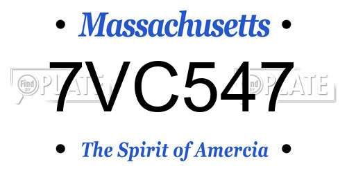 7VC547 Massachusetts License Plate
