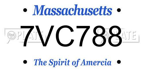 7VC788 Massachusetts License Plate