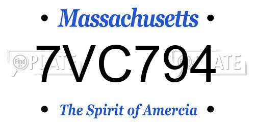 7VC794 Massachusetts License Plate