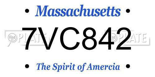 7VC842 Massachusetts License Plate
