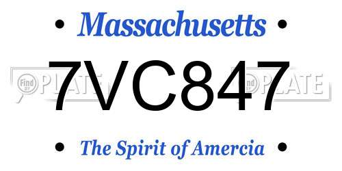 7VC847 Massachusetts License Plate