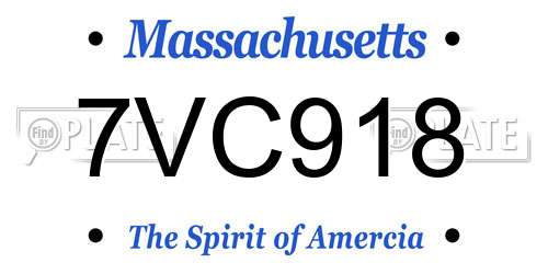 7VC918 Massachusetts License Plate