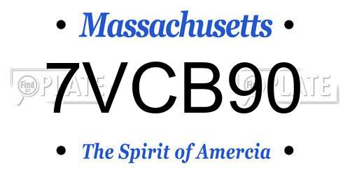 7VCB90 Massachusetts License Plate