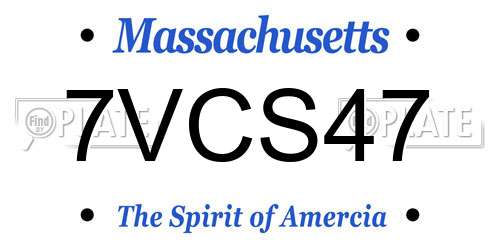 7VCS47 Massachusetts License Plate