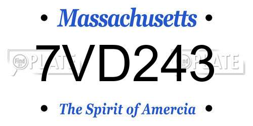 7VD243 Massachusetts License Plate