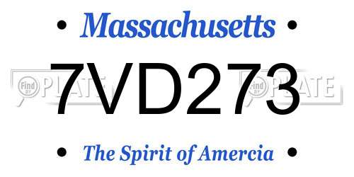 7VD273 Massachusetts License Plate