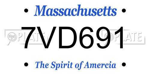 7VD691 Massachusetts License Plate