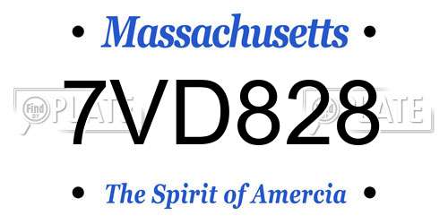 7VD828 Massachusetts License Plate