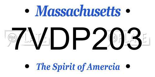 7VDP203 Massachusetts License Plate