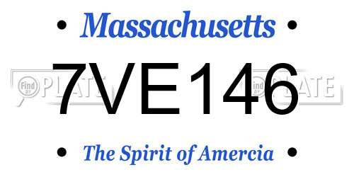 7VE146 Massachusetts License Plate