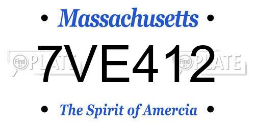 7VE412 Massachusetts License Plate