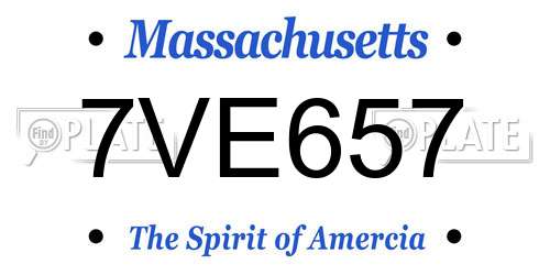 7VE657 Massachusetts License Plate