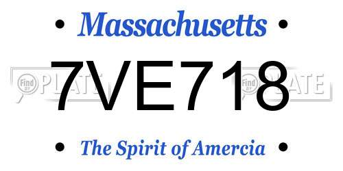 7VE718 Massachusetts License Plate