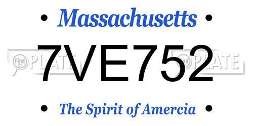 7VE752 Massachusetts License Plate
