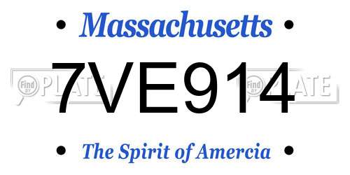 7VE914 Massachusetts License Plate