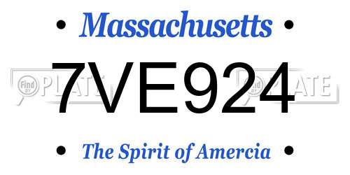 7VE924 Massachusetts License Plate