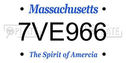 7VE966 Massachusetts License Plate