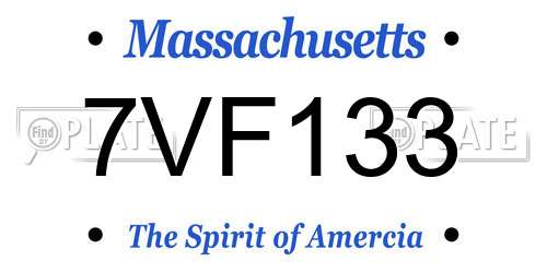 7VF133 Massachusetts License Plate