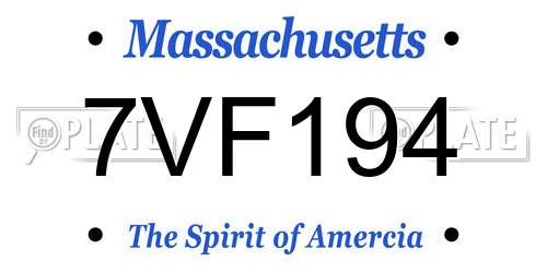7VF194 Massachusetts License Plate