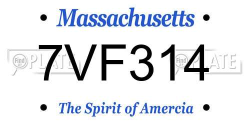 7VF314 Massachusetts License Plate