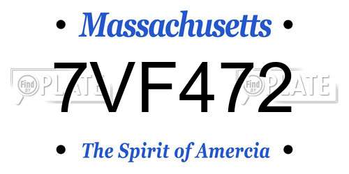 7VF472 Massachusetts License Plate