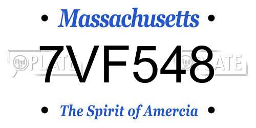 7VF548 Massachusetts License Plate