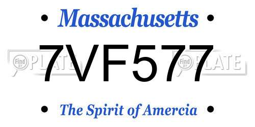 7VF577 Massachusetts License Plate